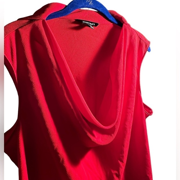 Ellen Tracy Red Cowl Neck Sleeveless Blouse with neck tie.  Plus size 2X - Picture 2 of 5